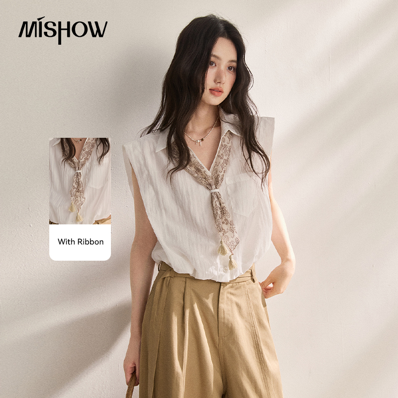 Shirt Camp Collar - MISHOW Relaxing Sleeveless Collar Shirt For