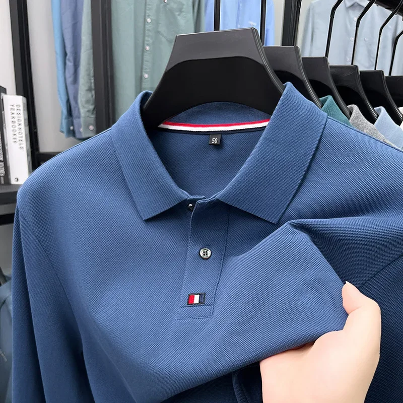 Polo Shirt Pique - Collar T-shirt for men, long sleeved,