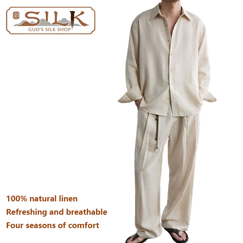 High-end Natural Linen Men's S – Linen Shirt Breathable Bewertung und Preis