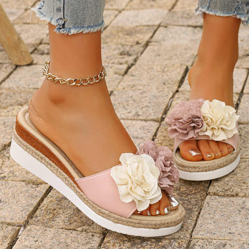 Women's Pink Flower Decor Plat – Espadrille Slip On Bewertung und Preis