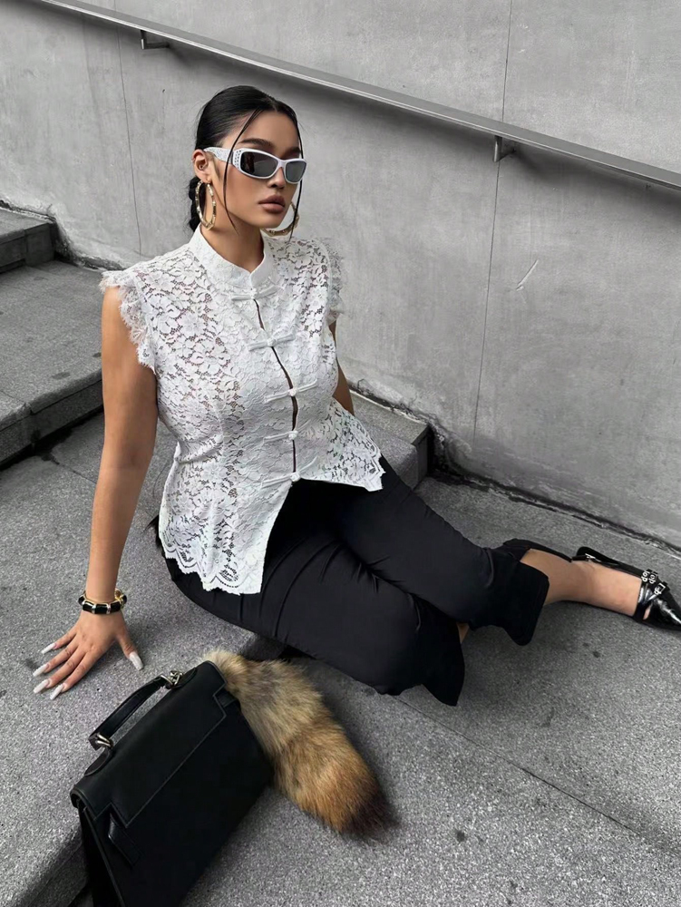 Plus Size Elegant Lace Blouse, – Shirt Camp Collar Bewertung und Preis