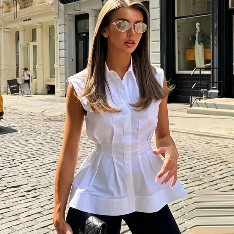 Women Casual Sleeveless Slim S – Shirt Camp Collar Bewertung und Preis