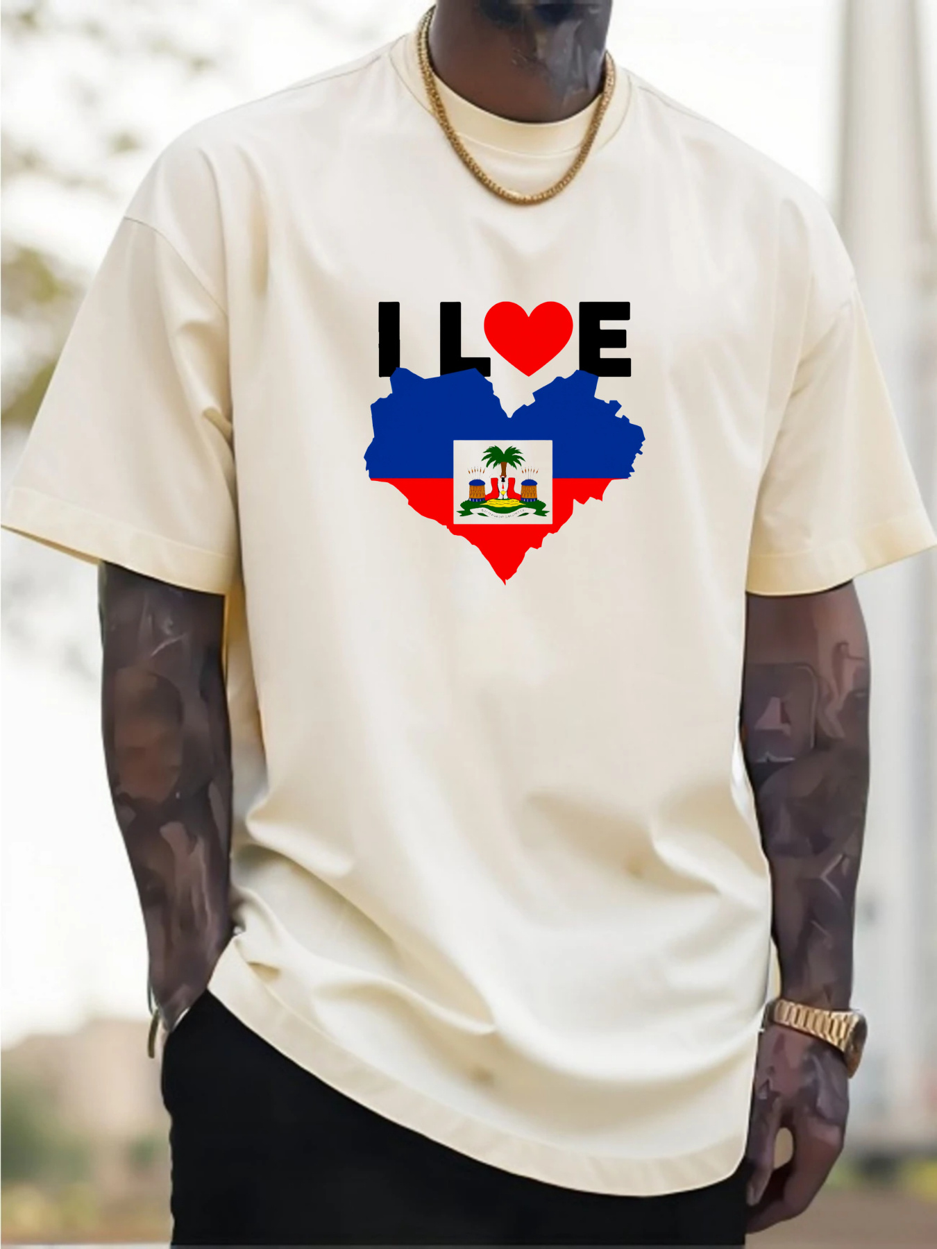 Men's I Love Haiti Heart Flag  – Tee Graphic Print Bewertung und Preis