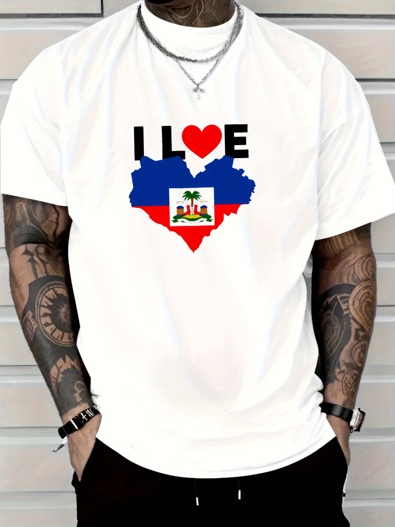 Men's I Love Haiti Heart Flag  – Tee Graphic Print Bewertung und Preis