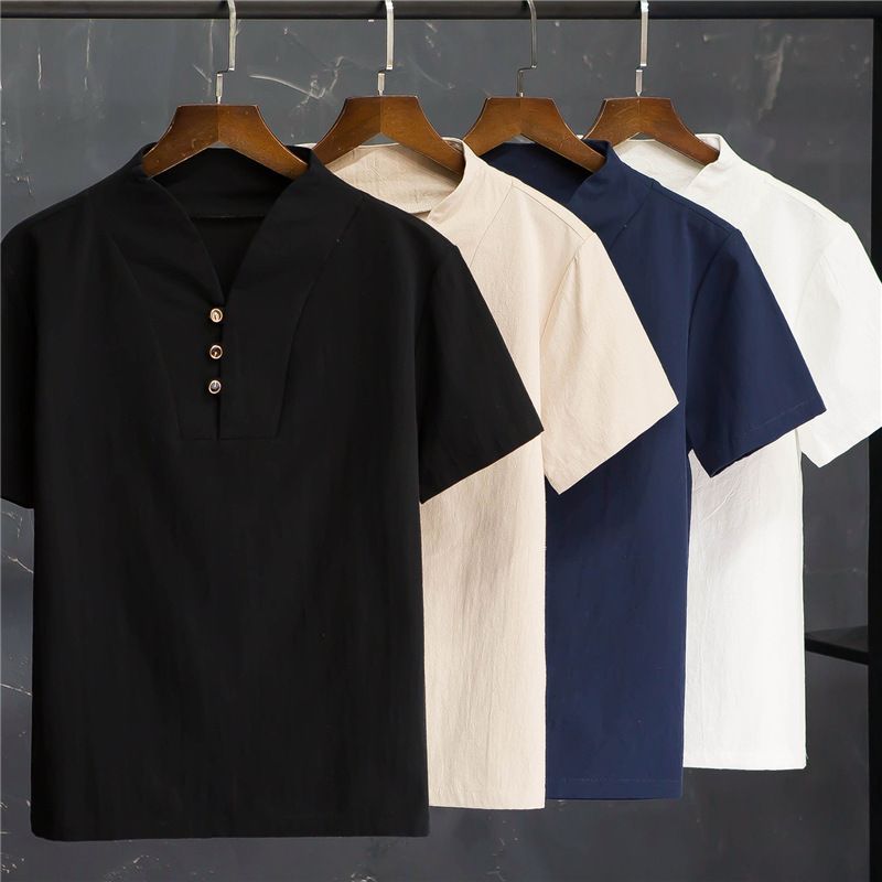 Men's Summer Cotton Linen Shor – Linen Shirt Breathable Bewertung und Preis
