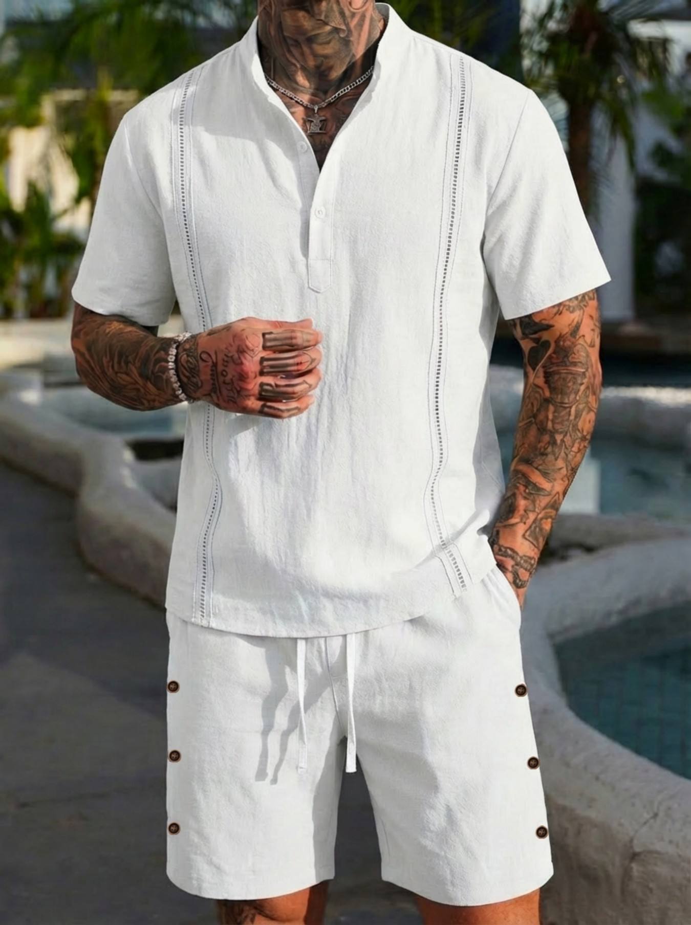 2026 men's summer beach casual – Short Linen Drawstring Bewertung und Preis
