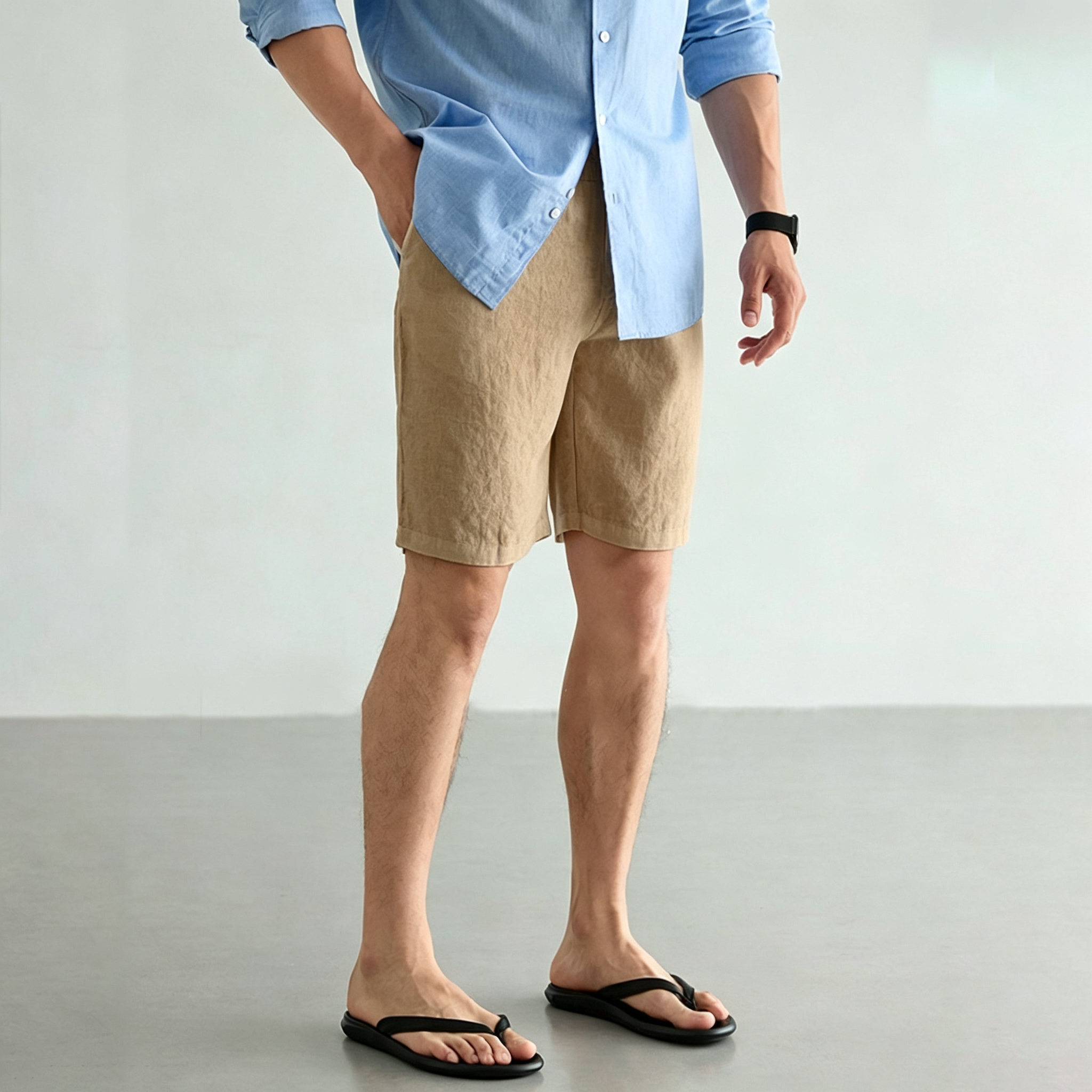 Men's Linen Cotton Shorts Summ – Short Linen Drawstring Bewertung und Preis