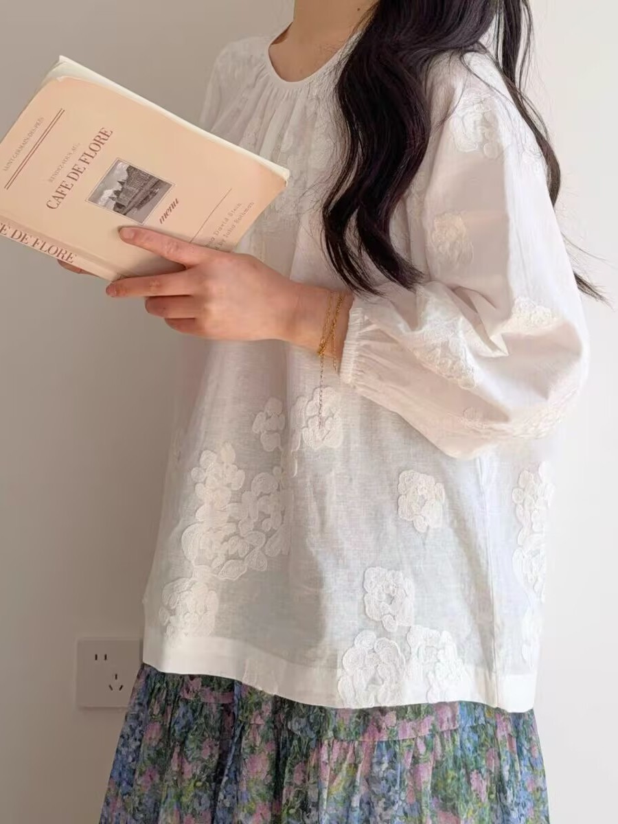 Summer New Heavy Embroidery Li – Linen Shirt Breathable Bewertung und Preis