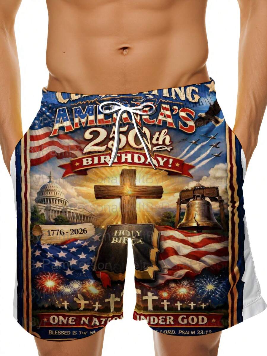Mens Patriotic Swim Trunks 250 – Swim Trunk Quick Dry Bewertung und Preis