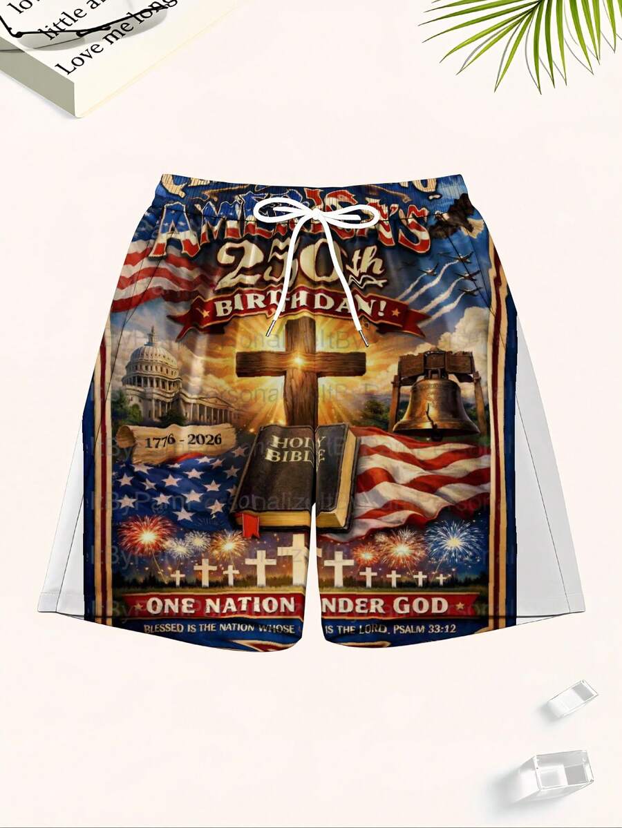 Mens Patriotic Swim Trunks 250 – Swim Trunk Quick Dry Bewertung und Preis