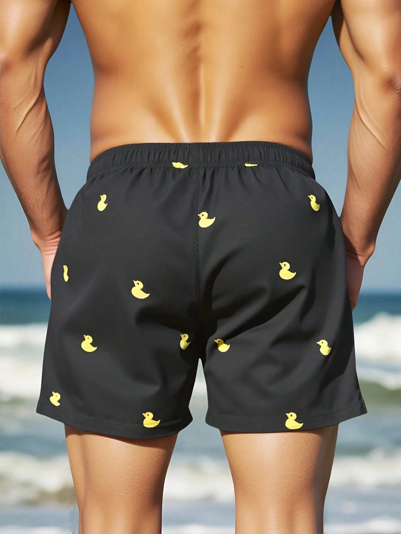 Men's Black Beach Shorts With  – Swim Trunk Quick Dry Bewertung und Preis