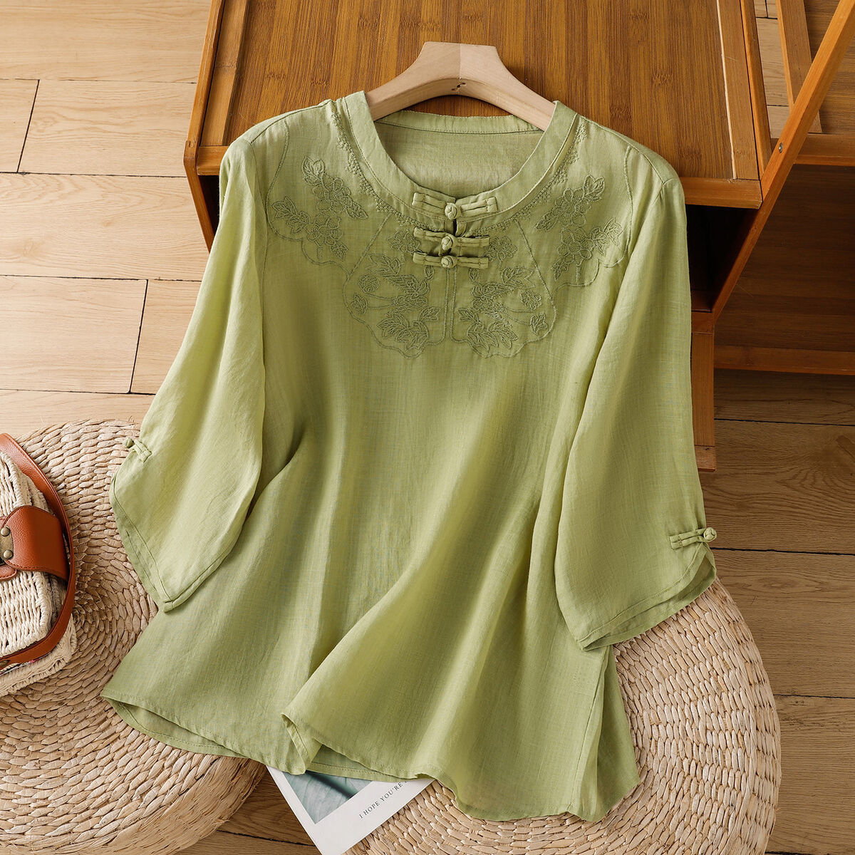 Chinese Style Round Collar But – Shirt Camp Collar Bewertung und Preis