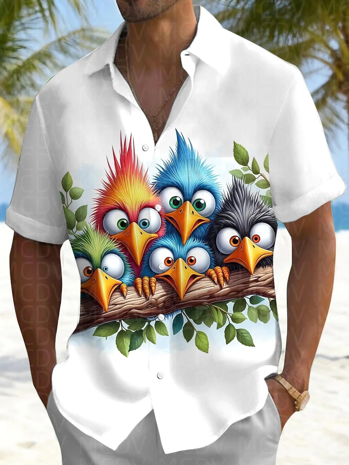 Bird Pattern Men's Hawaiian Sh – Shirt Camp Collar Bewertung und Preis