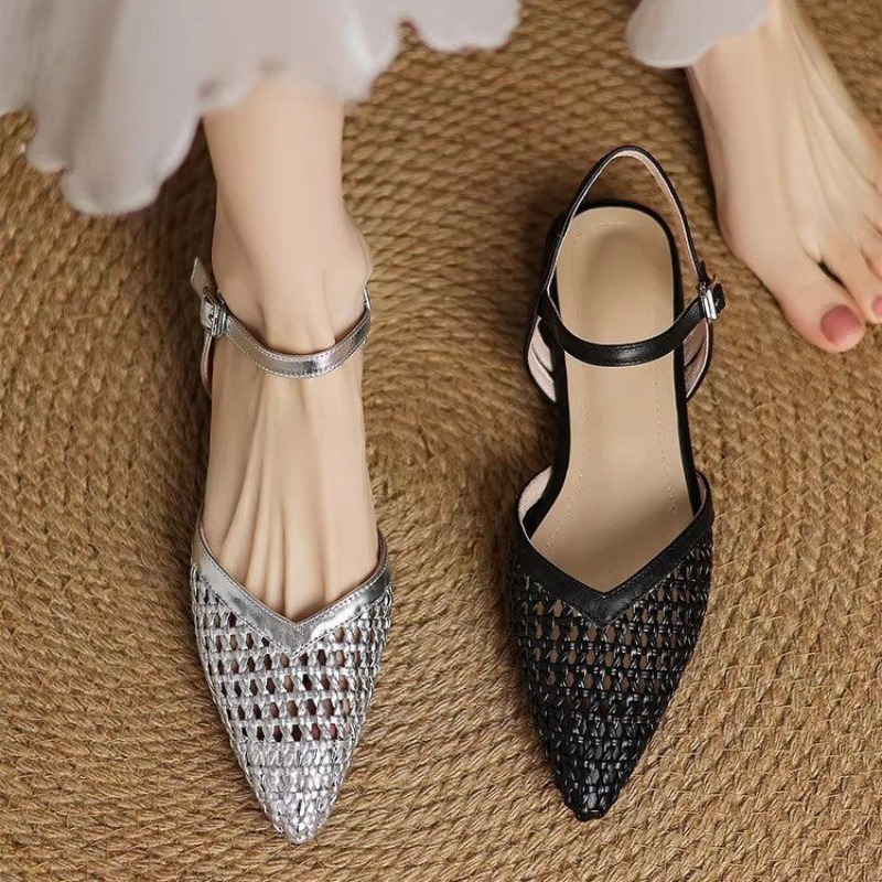 French pointed-toe woven high- – Casual Sandal Leather Bewertung und Preis