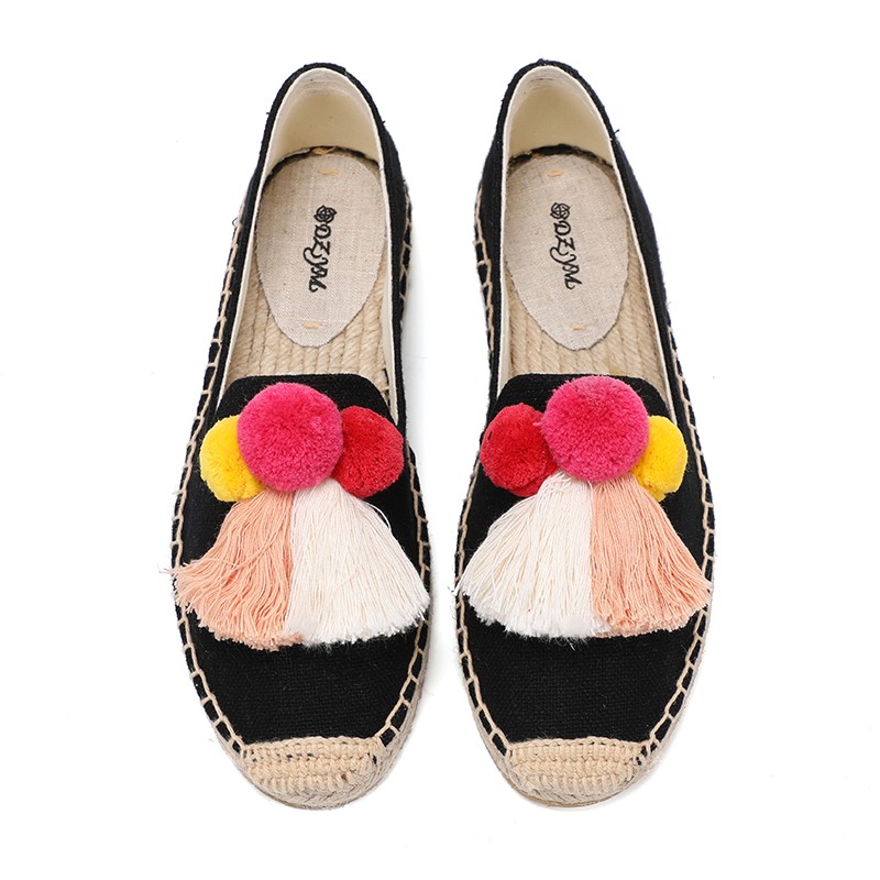 Ladies flat fashion hair ball  – Espadrille Slip On Bewertung und Preis