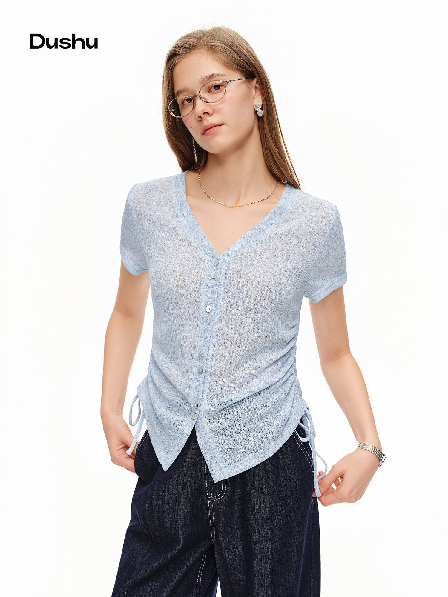 DUSHU Lightweight V-neck Linen – Short Linen Drawstring Bewertung und Preis