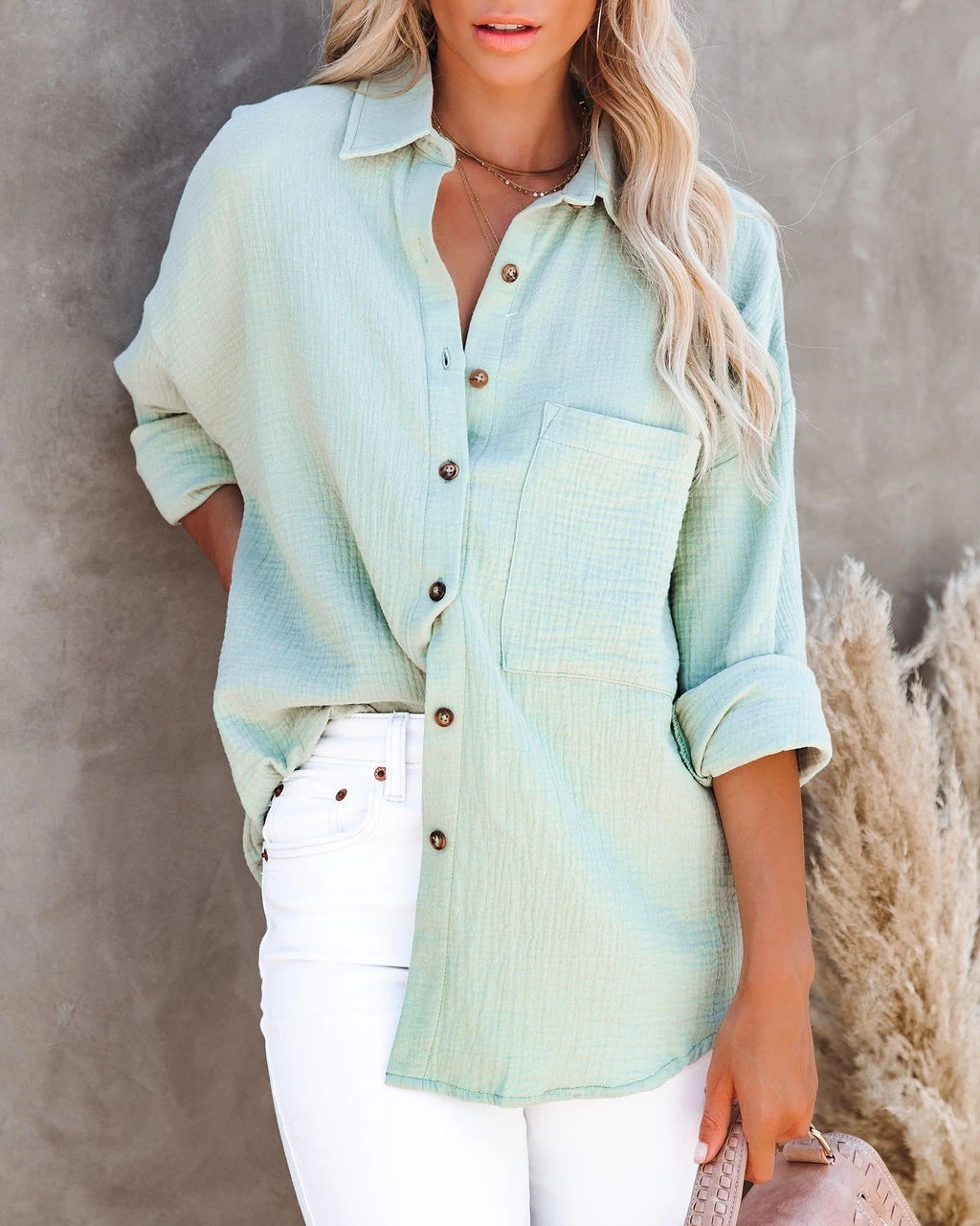 Women's Long Sleeve Collared B – Shirt Camp Collar Bewertung und Preis