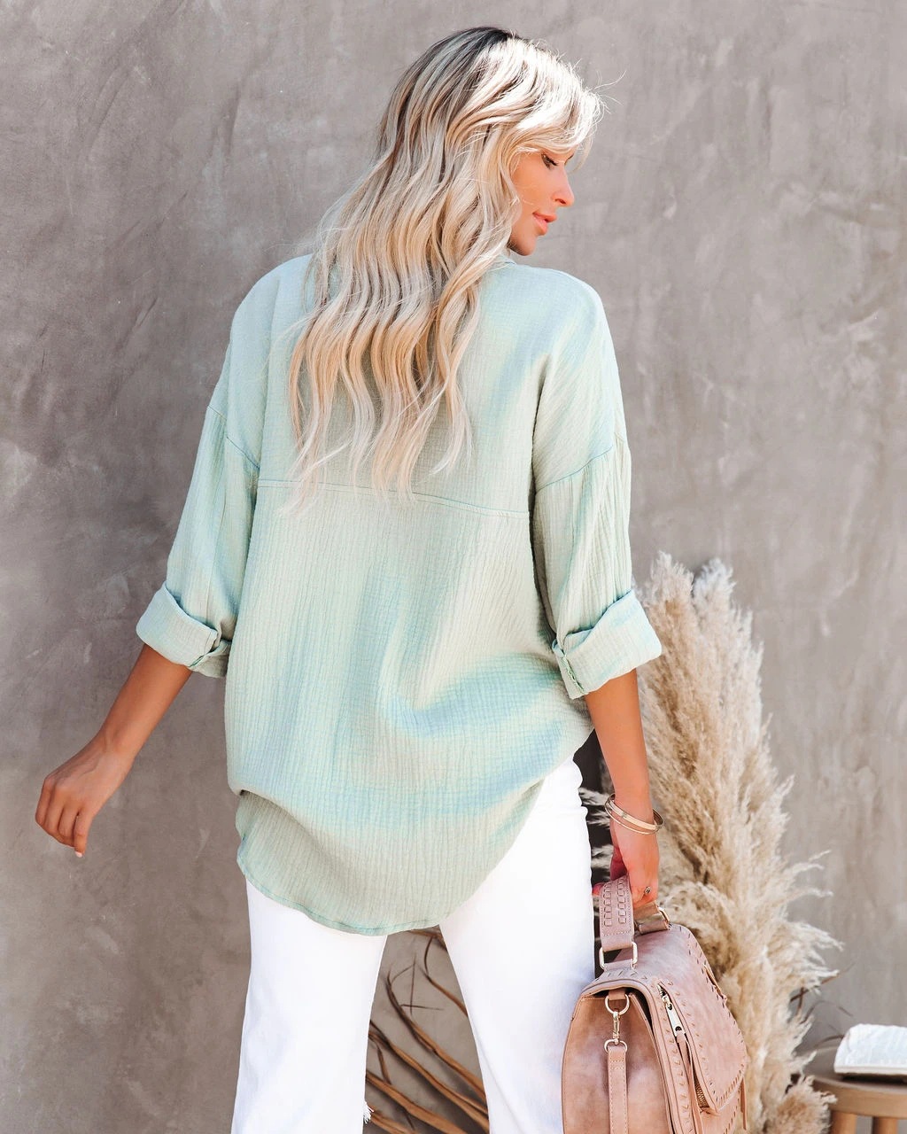 Women's Long Sleeve Collared B – Shirt Camp Collar Bewertung und Preis
